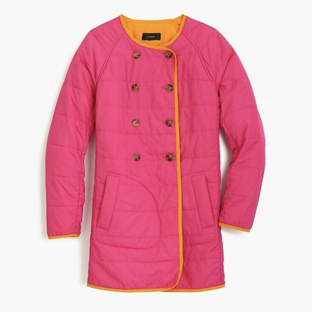 J. Crew Reversible Nylon Puffer Jacket Fuchsia Blossom, size xs